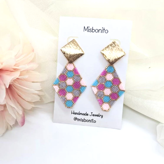 Honeycomb beaded earrings