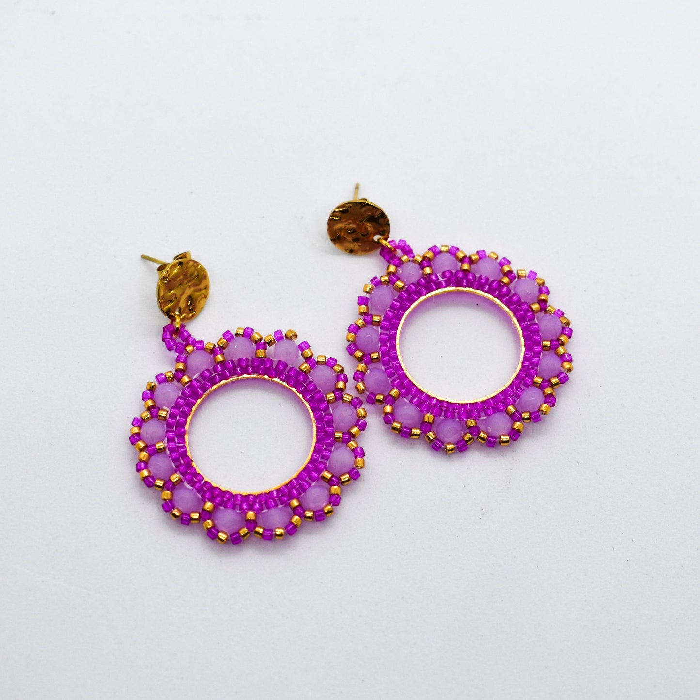 pink round earrings