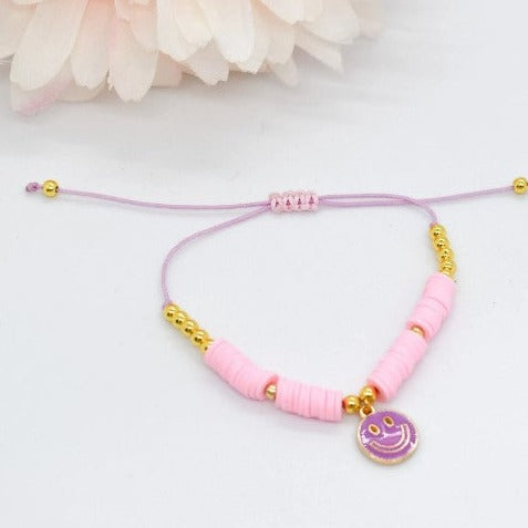 Happy face heishi beads bracelet