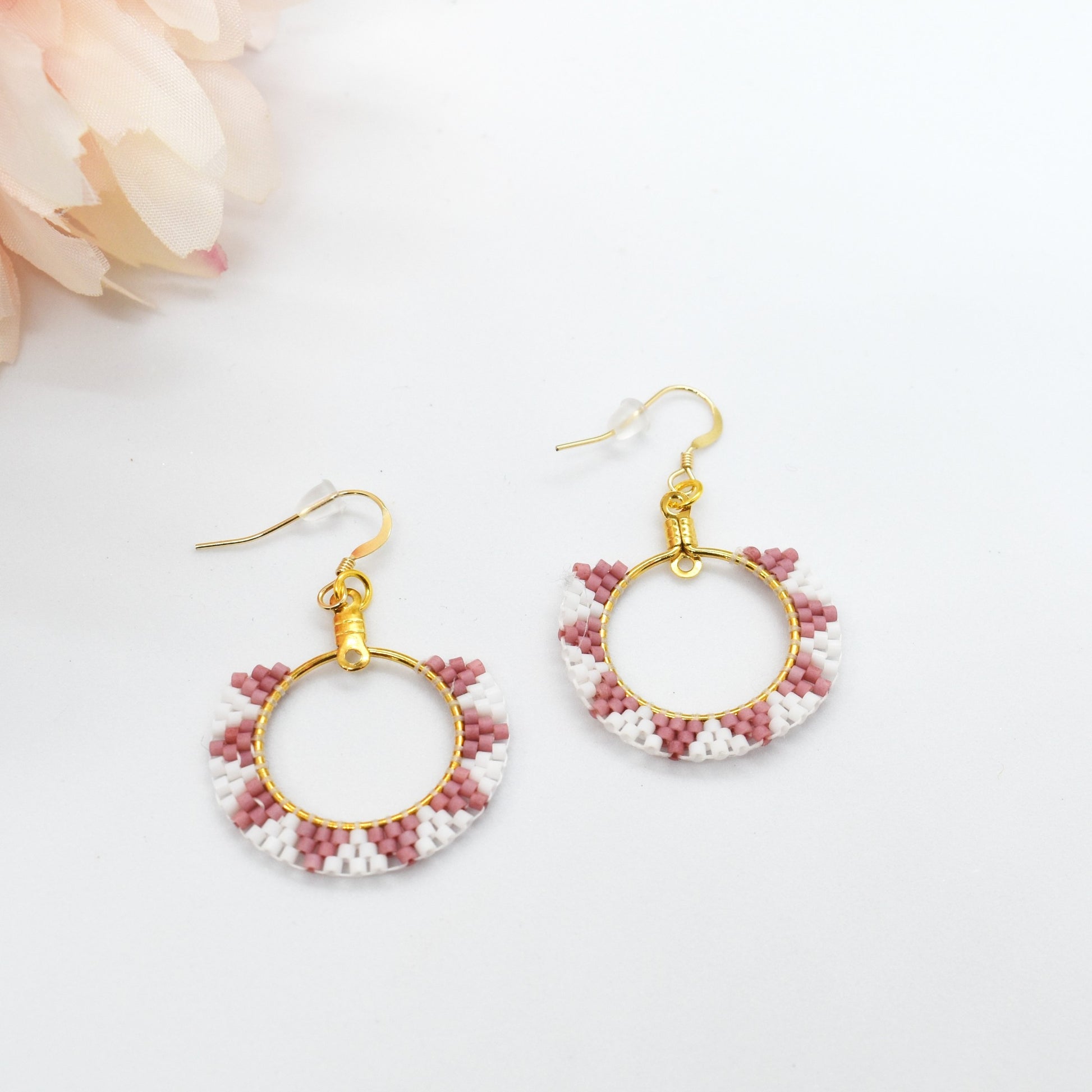 beaded pink earrings