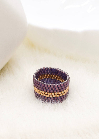 purple miyuki rings