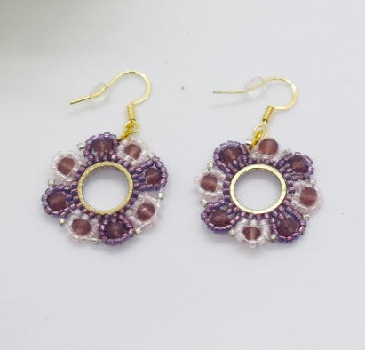 purple earrings with crystals