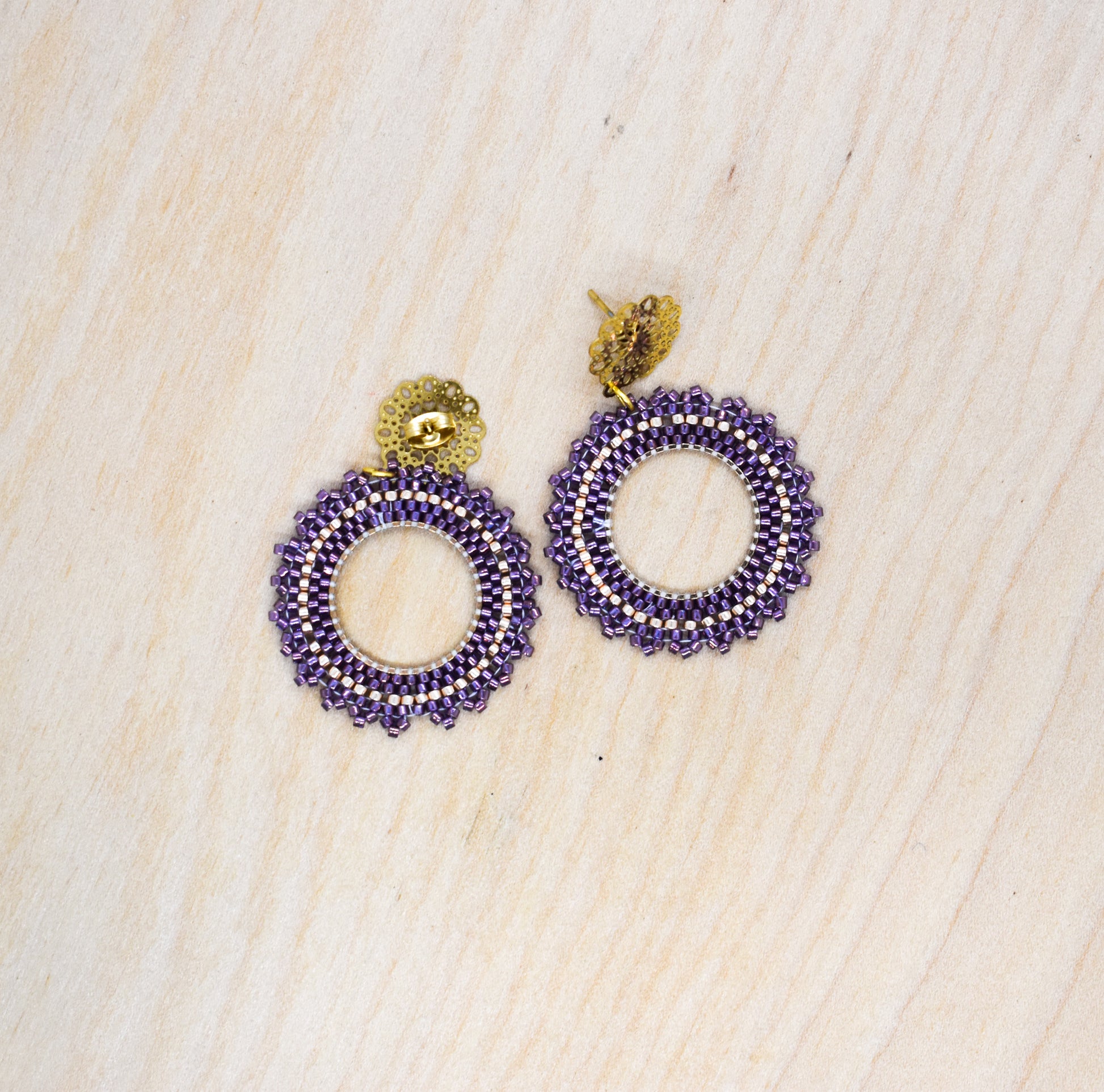 Purple earrings Miyuki 