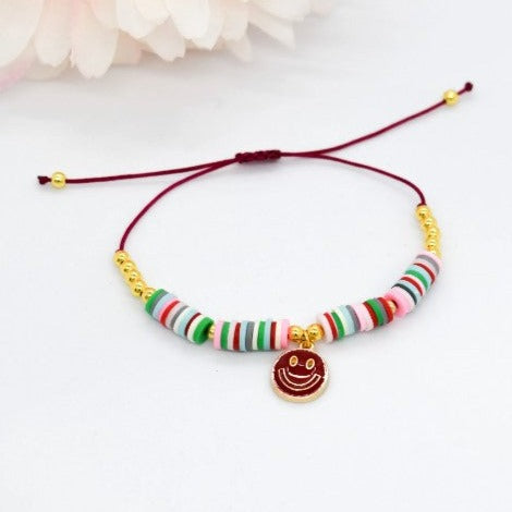 Happy face heishi beads bracelet