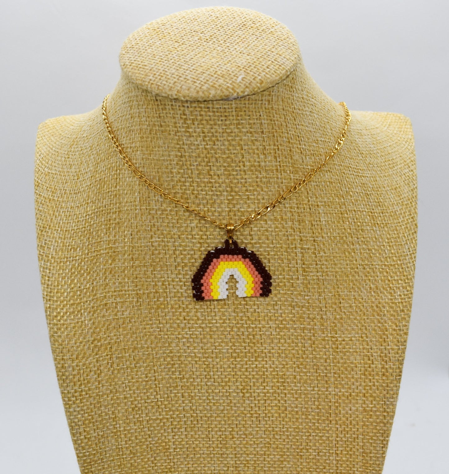 rainbow necklace on a bust