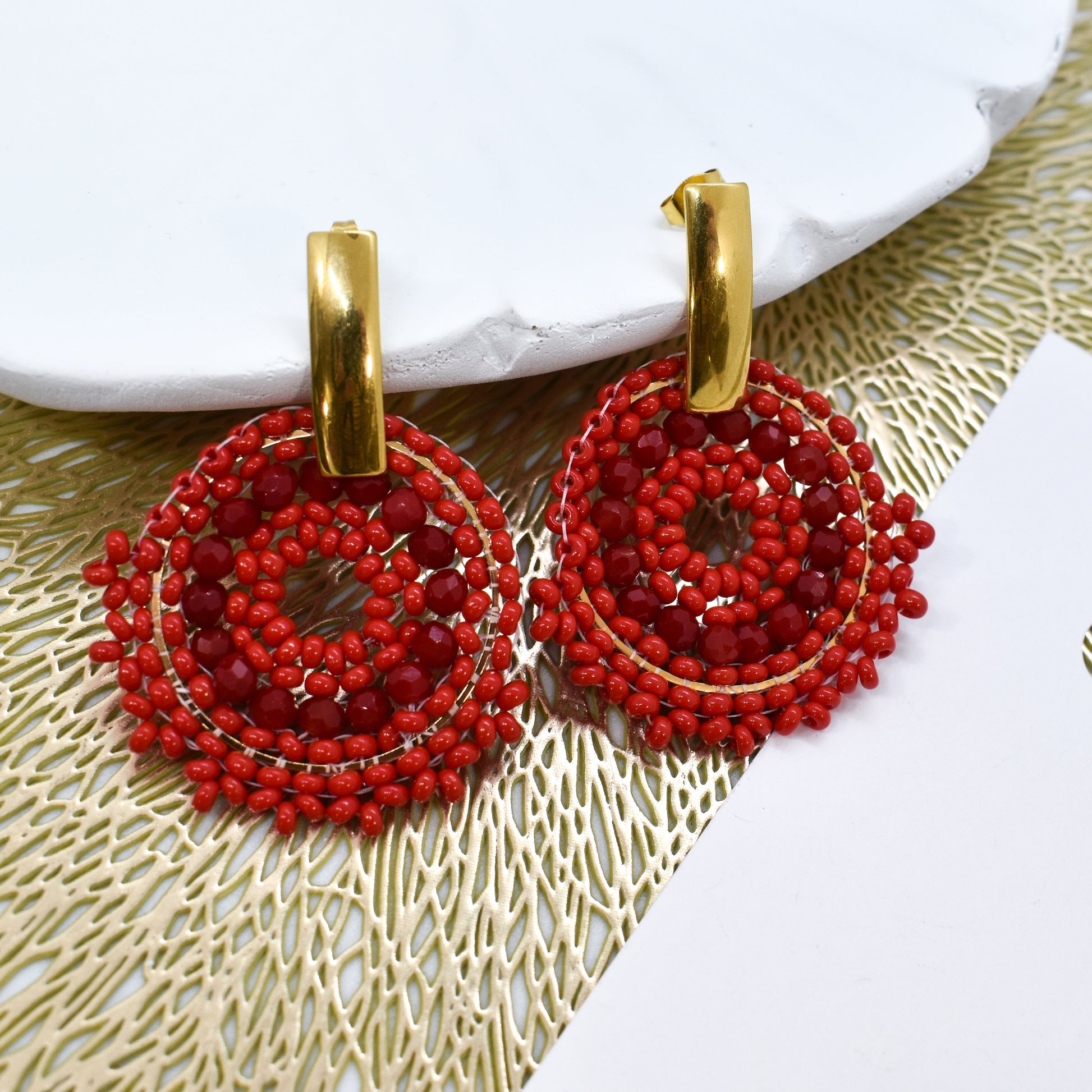 red round earrings