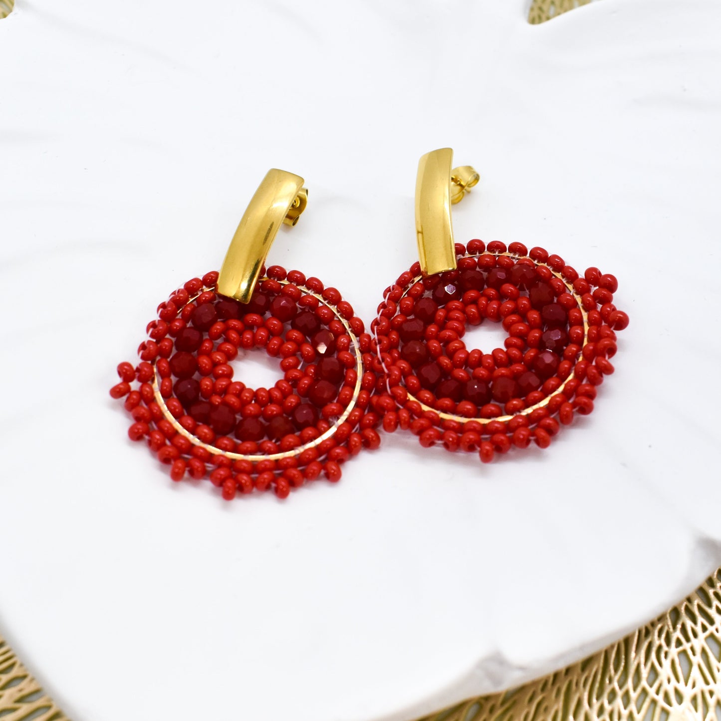 red round earrings