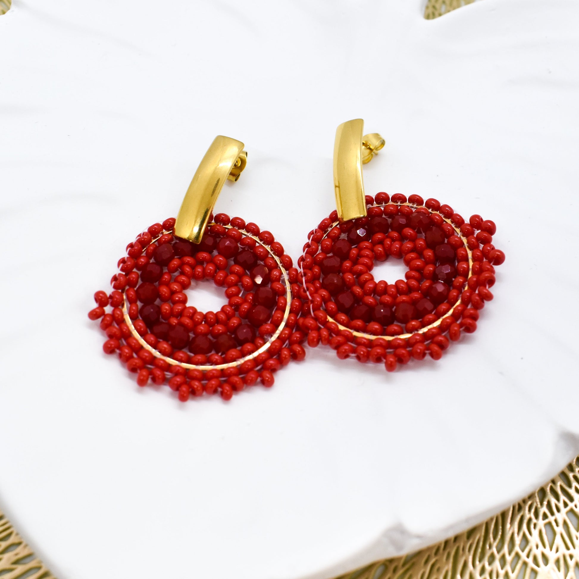 red round earrings