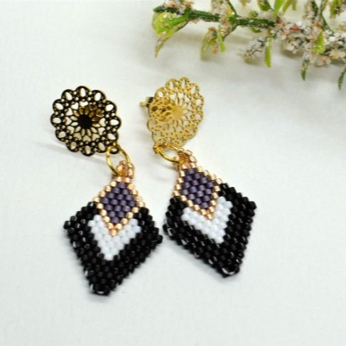 Geometric beaded earrings