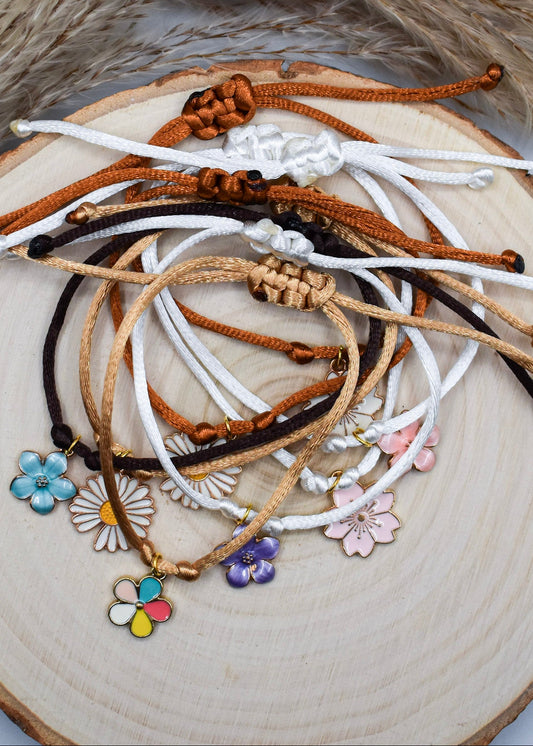 satin cord floral bracelets