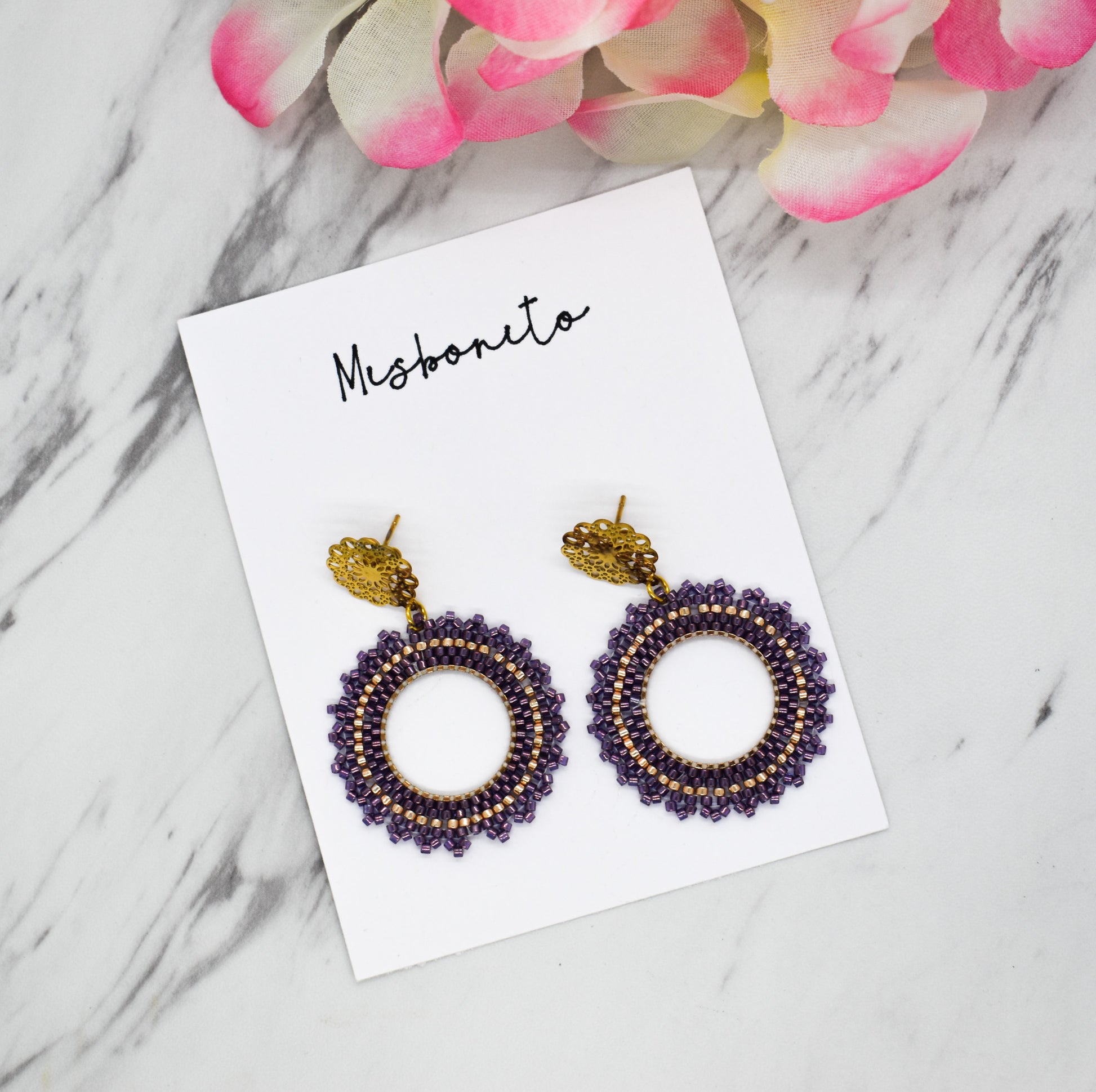 Purple shimmering earrings