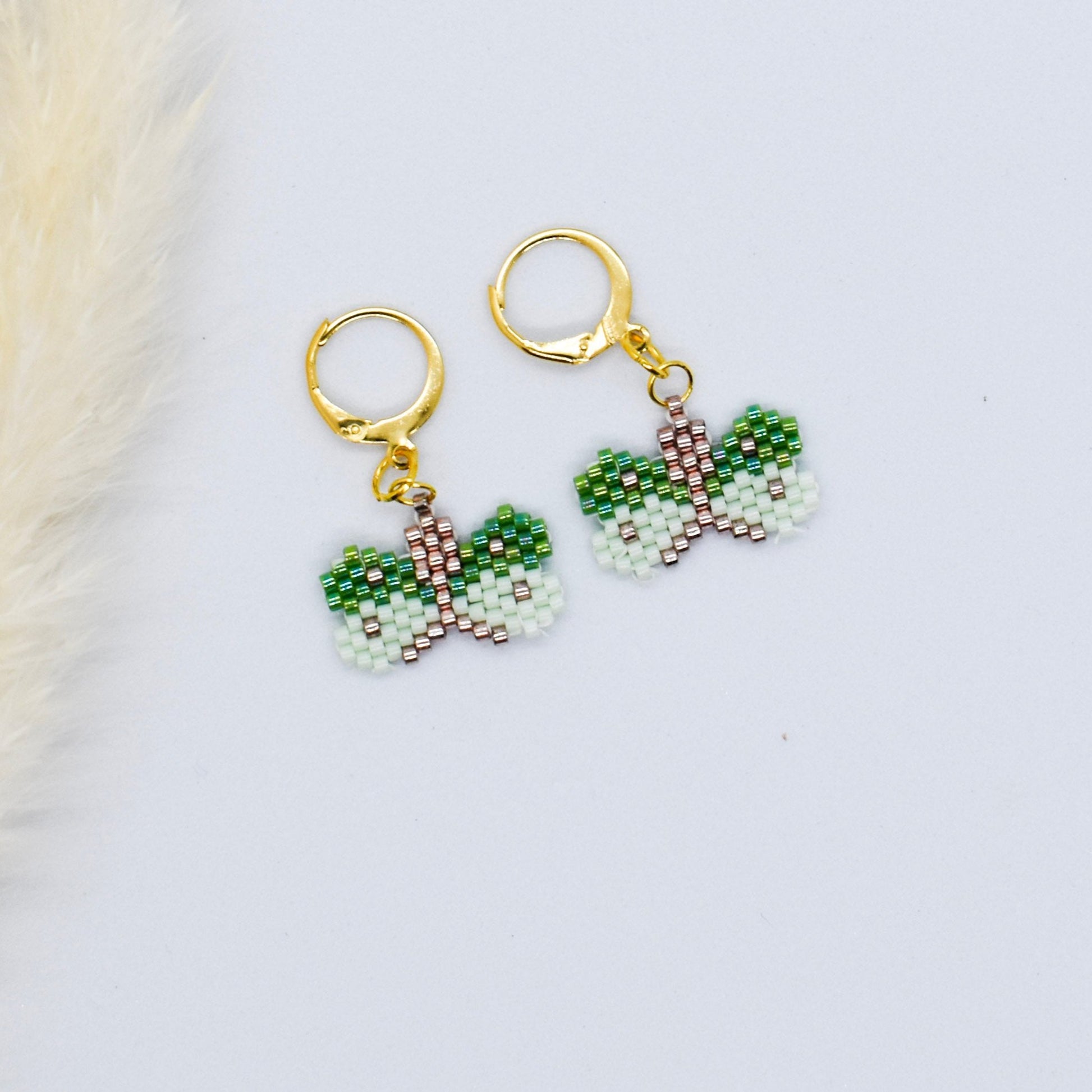 ss hoops Green butterfly earrings