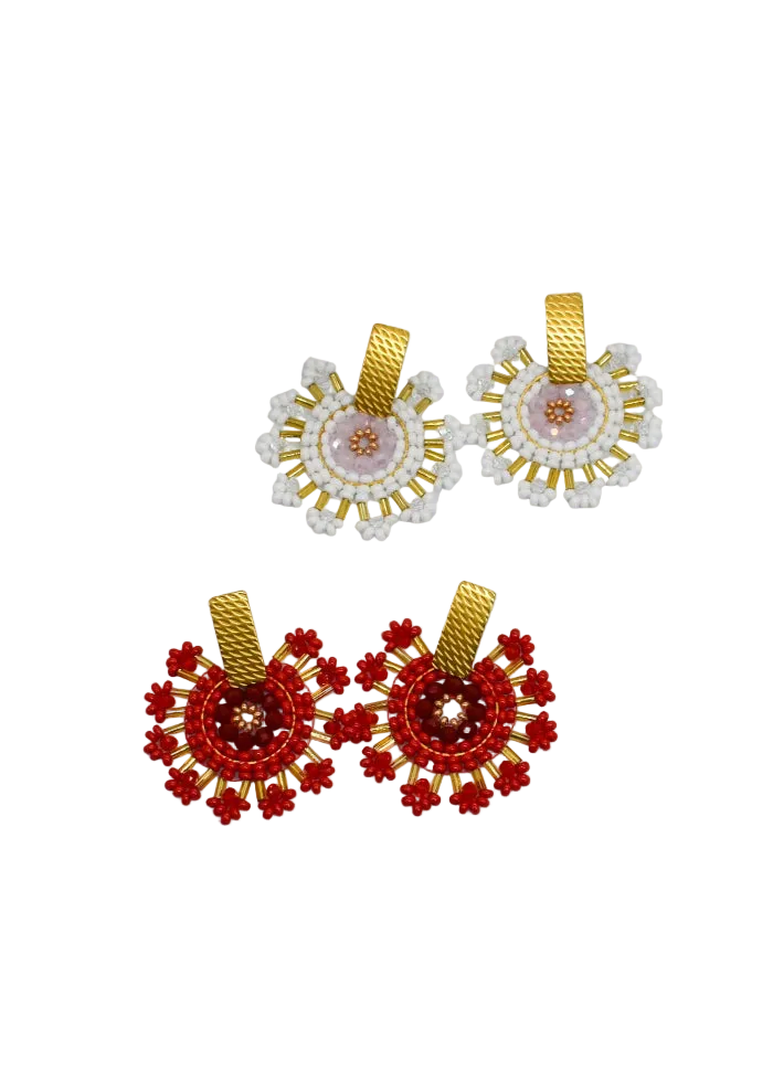 STATEMENT ROUND BEADED EARRINGS