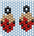 Two pixel art ladybugs on a brick wall pattern