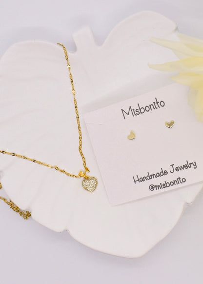 heart necklace and earrings set