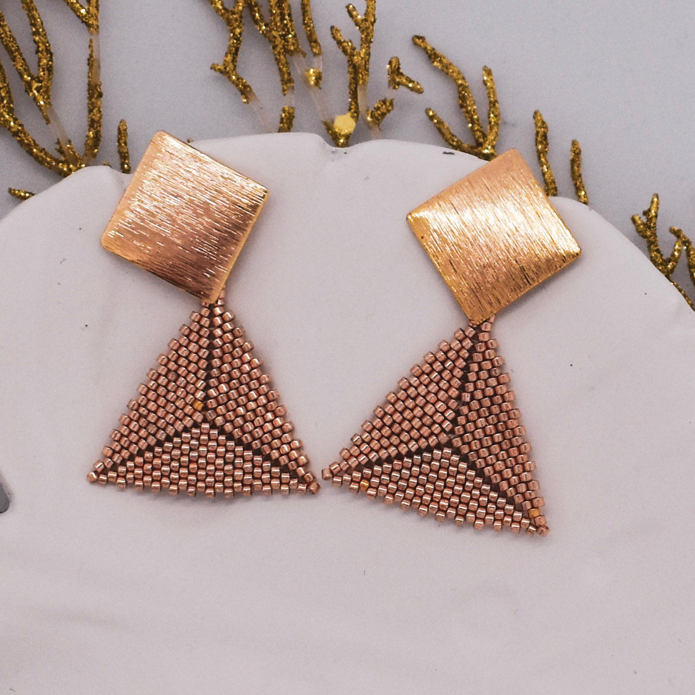 triangle golden earrings