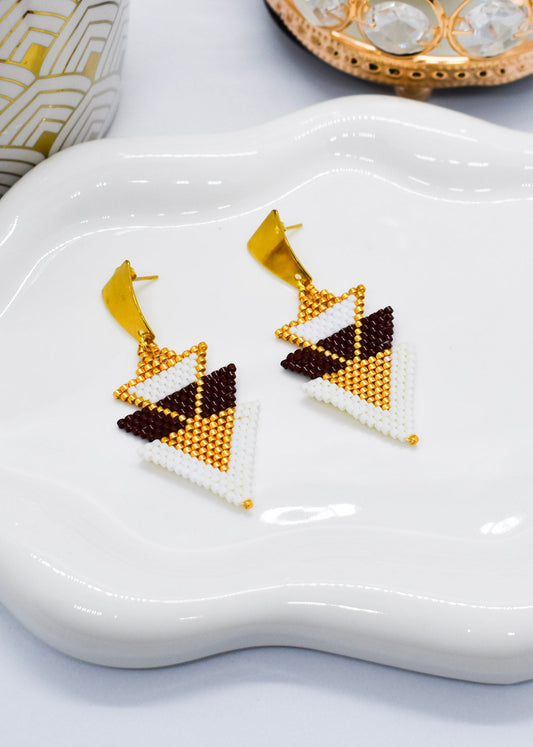 triangle modern brown earrings