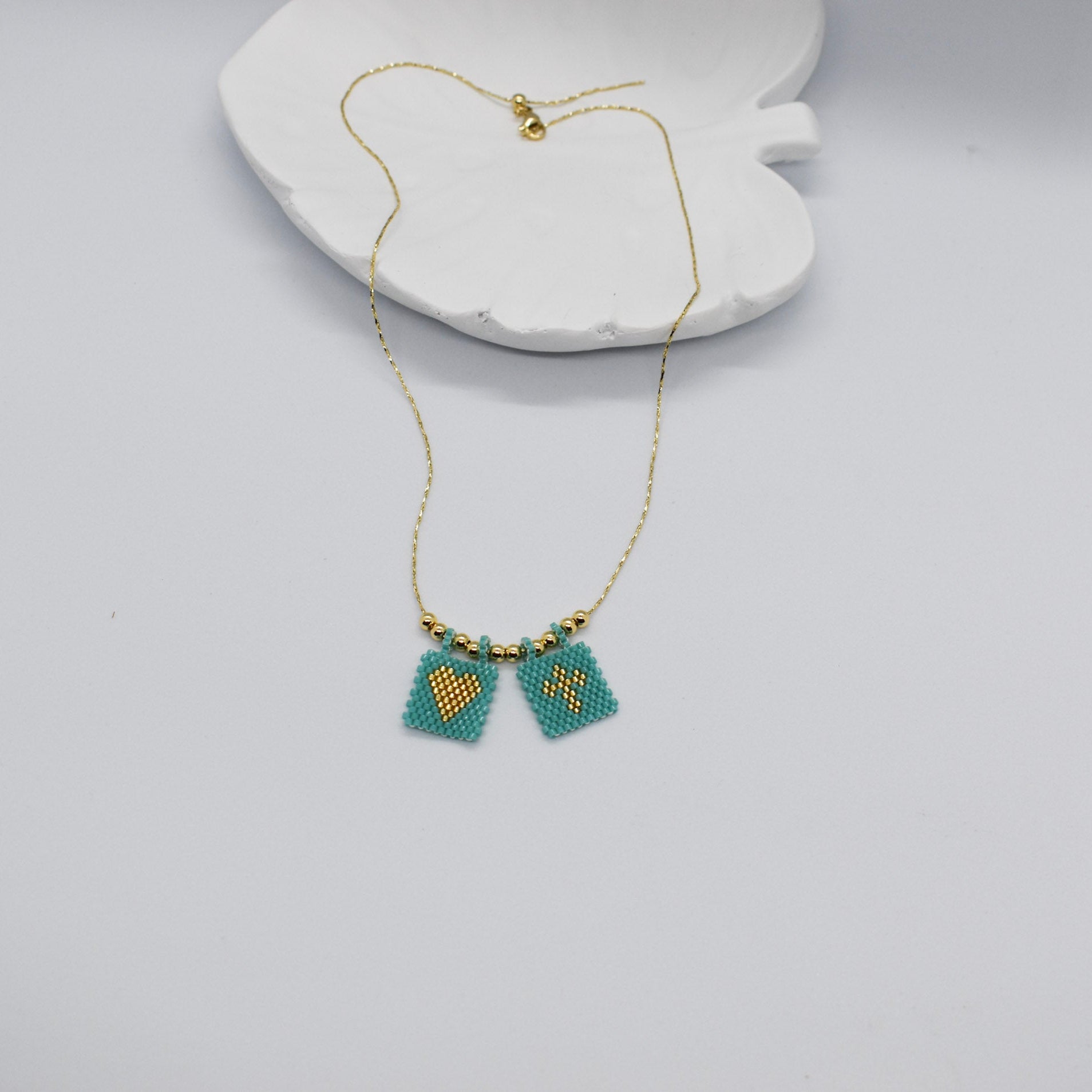 turquoise scapular necklaces miyuki