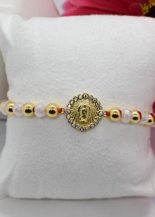 virgin bracelet pink crystals