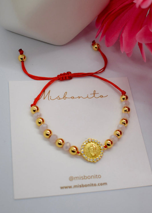 VIRGIN AND PINK CRYSTALS BRACELET