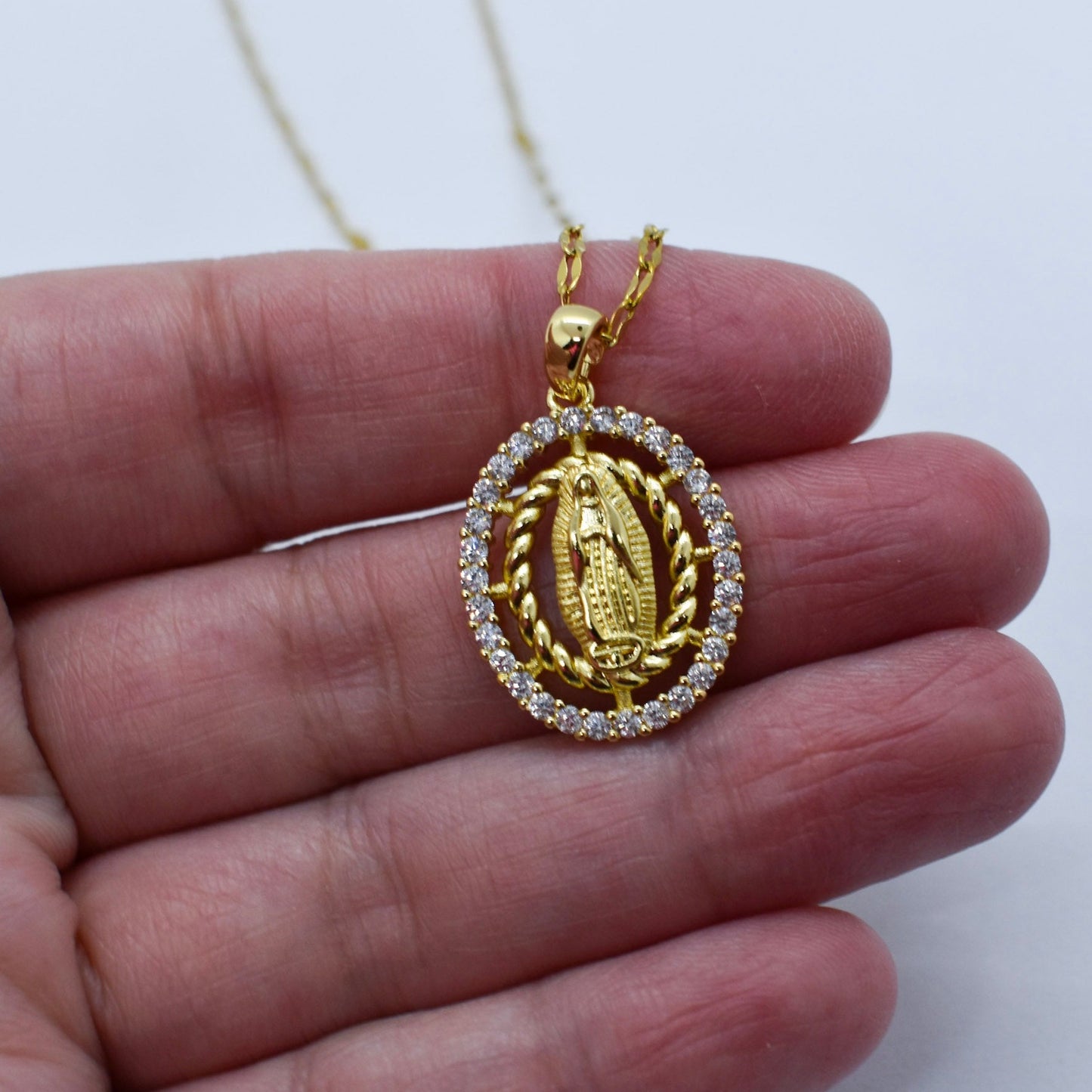 Oval Virgin Mary Necklace