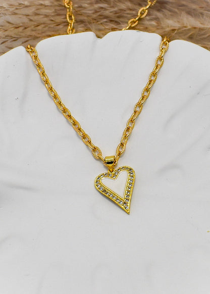 white enamel heart necklace