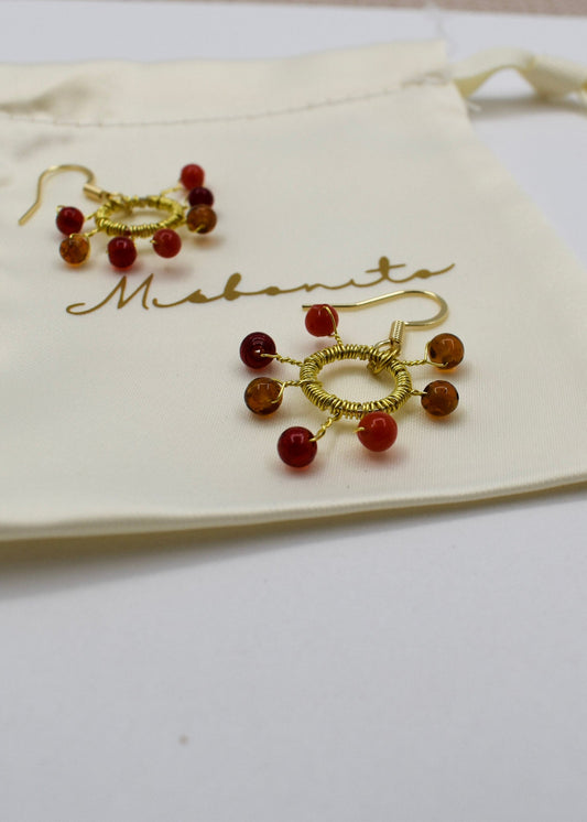 wrapped agate orange earrings