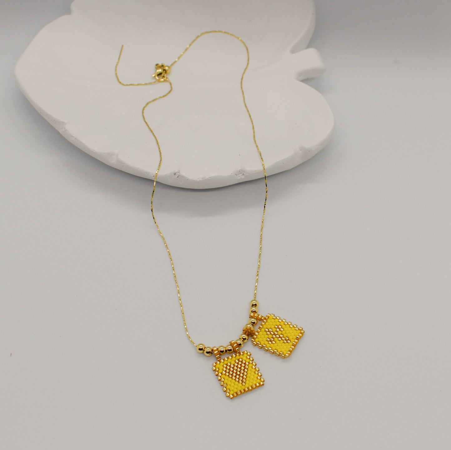 yellow scapular necklaces miyuki