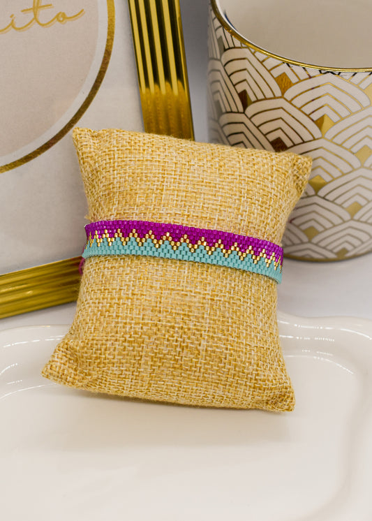 zig zag turquise and pink bracelet